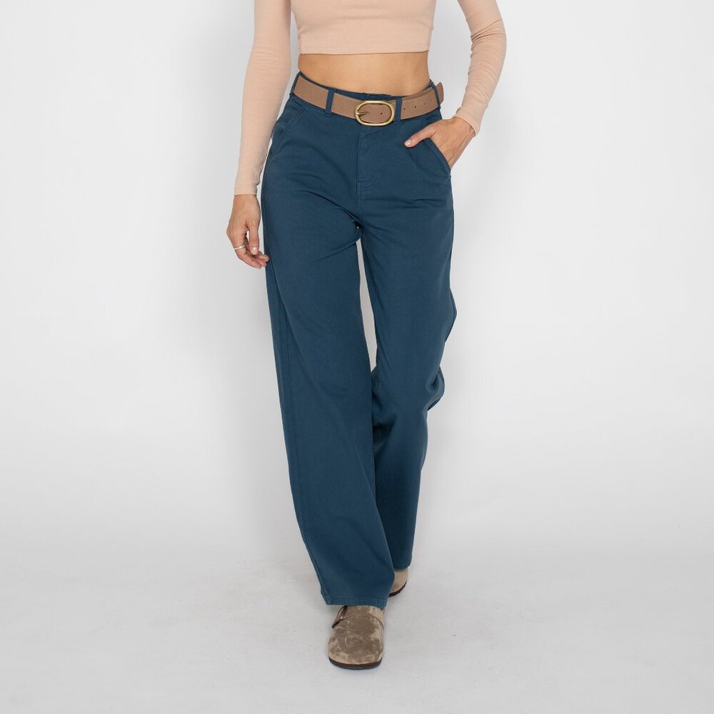 NWT Oliver Logan Flora Trouser Pants Majolica Blue Size 33